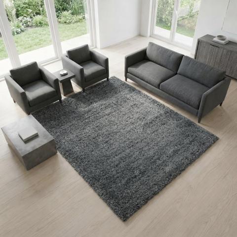 Tapis à poils longs UNI B Argent