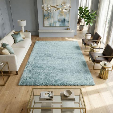 Tapis à poils longs UNI B Bleu