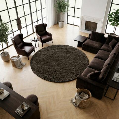 Tapis rond UNI B Marron