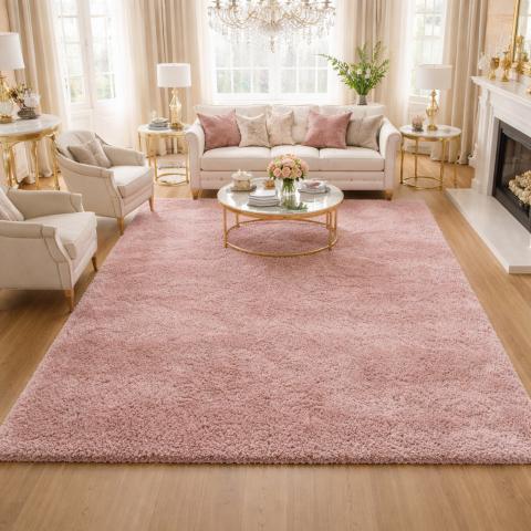 Tapis à poils longs UNI B Rose