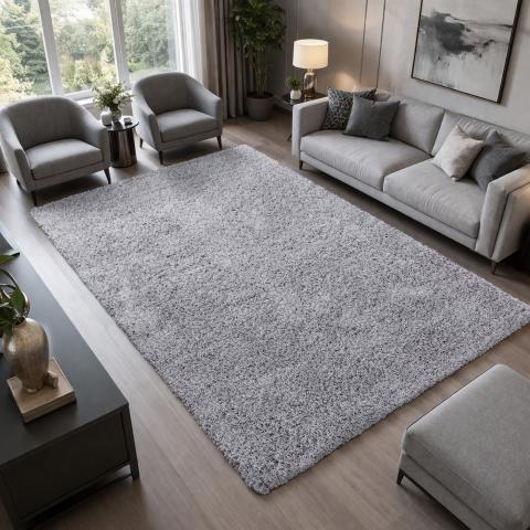 Tapis à poils longs UNI L Argent