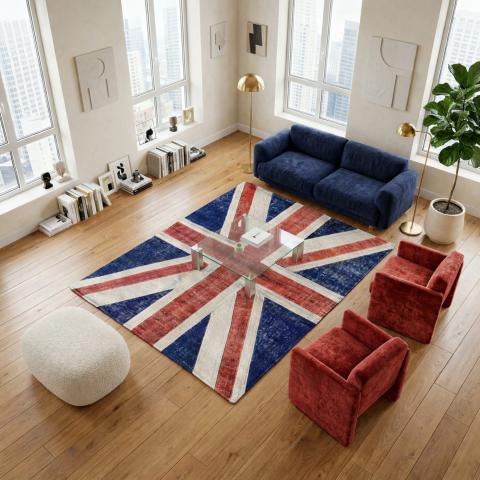 Tapis bleu et vert UNION JACK Bleu